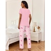 Ekouaer 2 Piece Womens Pajamas Short Sleeve Top and Long Pants Pjs Set Printed Sleepwear with Pocket(Striped and Bow)