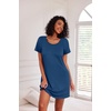 Ekouaer 3 Pack Nightgowns for Women Short Sleeve Sleepshirt Button Down Nightshirt Soft Pajamas Dress Casual Sleepwear(Black/Blue/Grey)
