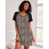 Ekouaer 3 Pack Nightgowns for Women Short Sleeve Sleepshirt Button Down Nightshirt Soft Pajamas Dress Casual Sleepwear(Navy/Leopard Brown/Light Grey Stripe)