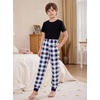 Ekouaer Boys Jogger Pajama Pants Long Plaid Pj Pants Elastic Waistband Lounge Pants with Pockets(Blue-white Plaid)