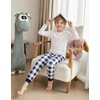Ekouaer Boys Jogger Pajama Pants Long Plaid Pj Pants Elastic Waistband Lounge Pants with Pockets(Blue-white Plaid)