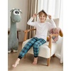 Ekouaer Boys Jogger Pajama Pants Long Plaid Pj Pants Elastic Waistband Lounge Pants with Pockets(Gz106_blue Plaid)