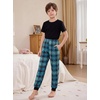 Ekouaer Boys Jogger Pajama Pants Long Plaid Pj Pants Elastic Waistband Lounge Pants with Pockets(Gz106_blue Plaid)