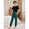 Ekouaer Boys Jogger Pajama Pants Long Plaid Pj Pants Elastic Waistband Lounge Pants with Pockets(Gz24_green Plaid)