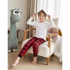Ekouaer Boys Jogger Pajama Pants Long Plaid Pj Pants Elastic Waistband Lounge Pants with Pockets(Gz2_red Plaid)