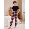 Ekouaer Boys Jogger Pajama Pants Long Plaid Pj Pants Elastic Waistband Lounge Pants with Pockets(Gz85_red Black Plaid)