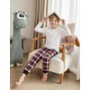 Ekouaer Boys Jogger Pajama Pants Long Plaid Pj Pants Elastic Waistband Lounge Pants with Pockets(Gz85_red Black Plaid)