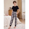 Ekouaer Boys Jogger Pajama Pants Long Plaid Pj Pants Elastic Waistband Lounge Pants with Pockets(Gz87_white Plaid)