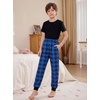Ekouaer Boys Jogger Pajama Pants Long Plaid Pj Pants Elastic Waistband Lounge Pants with Pockets(Gz90_blue Black Plaid)