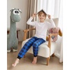 Ekouaer Boys Jogger Pajama Pants Long Plaid Pj Pants Elastic Waistband Lounge Pants with Pockets(Gz90_blue Black Plaid)
