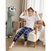 Ekouaer Boys Jogger Pajama Pants Long Plaid Pj Pants Elastic Waistband Lounge Pants with Pockets(Navy Blue Plaid)