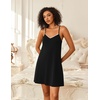 Ekouaer Cotton Nightgowns for Women Sleeveless Spaghetti Strap Night Gown V Neck Sleep Dress Nightshirts Chemise Sleepwear(Black)