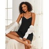 Ekouaer Cotton Nightgowns for Women Sleeveless Spaghetti Strap Night Gown V Neck Sleep Dress Nightshirts Chemise Sleepwear(Black)