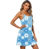 Ekouaer Cotton Nightgowns for Women Sleeveless Spaghetti Strap Night Gown V Neck Sleep Dress Nightshirts Chemise Sleepwear(Blue Flower)
