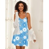 Ekouaer Cotton Nightgowns for Women Sleeveless Spaghetti Strap Night Gown V Neck Sleep Dress Nightshirts Chemise Sleepwear(Blue Flower)