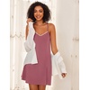 Ekouaer Cotton Nightgowns for Women Sleeveless Spaghetti Strap Night Gown V Neck Sleep Dress Nightshirts Chemise Sleepwear(Dark Pink)