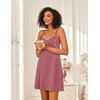 Ekouaer Cotton Nightgowns for Women Sleeveless Spaghetti Strap Night Gown V Neck Sleep Dress Nightshirts Chemise Sleepwear(Dark Pink)