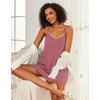 Ekouaer Cotton Nightgowns for Women Sleeveless Spaghetti Strap Night Gown V Neck Sleep Dress Nightshirts Chemise Sleepwear(Dark Pink)