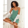 Ekouaer Cotton Nightgowns for Women Sleeveless Spaghetti Strap Night Gown V Neck Sleep Dress Nightshirts Chemise Sleepwear(Green)