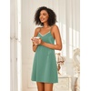 Ekouaer Cotton Nightgowns for Women Sleeveless Spaghetti Strap Night Gown V Neck Sleep Dress Nightshirts Chemise Sleepwear(Green)