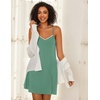 Ekouaer Cotton Nightgowns for Women Sleeveless Spaghetti Strap Night Gown V Neck Sleep Dress Nightshirts Chemise Sleepwear(Green)