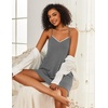 Ekouaer Cotton Nightgowns for Women Sleeveless Spaghetti Strap Night Gown V Neck Sleep Dress Nightshirts Chemise Sleepwear(Grey)