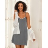 Ekouaer Cotton Nightgowns for Women Sleeveless Spaghetti Strap Night Gown V Neck Sleep Dress Nightshirts Chemise Sleepwear(Grey)