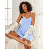 Ekouaer Cotton Nightgowns for Women Sleeveless Spaghetti Strap Night Gown V Neck Sleep Dress Nightshirts Chemise Sleepwear(Light Blue)