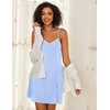 Ekouaer Cotton Nightgowns for Women Sleeveless Spaghetti Strap Night Gown V Neck Sleep Dress Nightshirts Chemise Sleepwear(Light Blue)