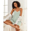 Ekouaer Cotton Nightgowns for Women Sleeveless Spaghetti Strap Night Gown V Neck Sleep Dress Nightshirts Chemise Sleepwear(Light Green)