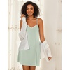 Ekouaer Cotton Nightgowns for Women Sleeveless Spaghetti Strap Night Gown V Neck Sleep Dress Nightshirts Chemise Sleepwear(Light Green)