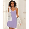 Ekouaer Cotton Nightgowns for Women Sleeveless Spaghetti Strap Night Gown V Neck Sleep Dress Nightshirts Chemise Sleepwear(Light Purple)