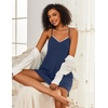 Ekouaer Cotton Nightgowns for Women Sleeveless Spaghetti Strap Night Gown V Neck Sleep Dress Nightshirts Chemise Sleepwear(Navy Blue)