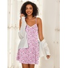 Ekouaer Cotton Nightgowns for Women Sleeveless Spaghetti Strap Night Gown V Neck Sleep Dress Nightshirts Chemise Sleepwear(Pink Flower)