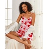 Ekouaer Cotton Nightgowns for Women Sleeveless Spaghetti Strap Night Gown V Neck Sleep Dress Nightshirts Chemise Sleepwear(Red Heart)