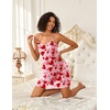 Ekouaer Cotton Nightgowns for Women Sleeveless Spaghetti Strap Night Gown V Neck Sleep Dress Nightshirts Chemise Sleepwear(Red Heart)