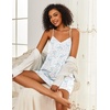 Ekouaer Cotton Nightgowns for Women Sleeveless Spaghetti Strap Night Gown V Neck Sleep Dress Nightshirts Chemise Sleepwear(White Flower)