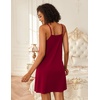 Ekouaer Cotton Nightgowns for Women Sleeveless Spaghetti Strap Night Gown V Neck Sleep Dress Nightshirts Chemise Sleepwear(Wine Red)