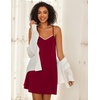 Ekouaer Cotton Nightgowns for Women Sleeveless Spaghetti Strap Night Gown V Neck Sleep Dress Nightshirts Chemise Sleepwear(Wine Red)