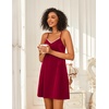 Ekouaer Cotton Nightgowns for Women Sleeveless Spaghetti Strap Night Gown V Neck Sleep Dress Nightshirts Chemise Sleepwear(Wine Red)