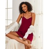 Ekouaer Cotton Nightgowns for Women Sleeveless Spaghetti Strap Night Gown V Neck Sleep Dress Nightshirts Chemise Sleepwear(Wine Red)