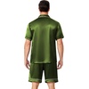 Ekouaer Mens Pajamas Set Silk Satin Sleepwear Short Sleeve Button Down Pjs Set 2 Piece Loungewear with Pockets S-XXL(Dark Army Green)