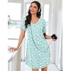 Ekouaer Nightgowns for Women Bamboo Viscose Sleep Shirts Short Sleeve Night Shirts Casual Sleep Dress Soft Sleepwear(Green Floral)