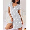 Ekouaer Nightgowns for Women Button Down Sleep Shirt Short Sleeve Night Shirt Soft Pajama Dress V Neck Sleepwear With Pockets(Grey Stars)