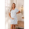 Ekouaer Nightgowns for Women Button Down Sleep Shirt Short Sleeve Night Shirt Soft Pajama Dress V Neck Sleepwear With Pockets(Grey Stars)