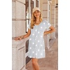 Ekouaer Nightgowns for Women Button Down Sleep Shirt Short Sleeve Night Shirt Soft Pajama Dress V Neck Sleepwear With Pockets(Grey Stars)