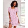 Ekouaer Nightgowns for Women Cotton Night Gown 3 Pack Sleep Shirts Short Sleeve Nightshirt Soft Sleepwear Nightdress(Blue Star/Pink Florals/Purple Stars)