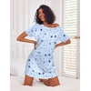 Ekouaer Nightgowns for Women Cotton Night Gown 3 Pack Sleep Shirts Short Sleeve Nightshirt Soft Sleepwear Nightdress(Blue Star/Pink Florals/Purple Stars)