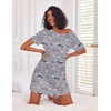 Ekouaer Nightgowns for Women Cotton Night Gown 3 Pack Sleep Shirts Short Sleeve Nightshirt Soft Sleepwear Nightdress(Grey Coffee Cups/Purple Stars/Cyan Dragonfly)