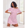 Ekouaer Nightgowns for Women Cotton Night Gown 3 Pack Sleep Shirts Short Sleeve Nightshirt Soft Sleepwear Nightdress(White Pink Florals/Purple Circles/Blue Florals)